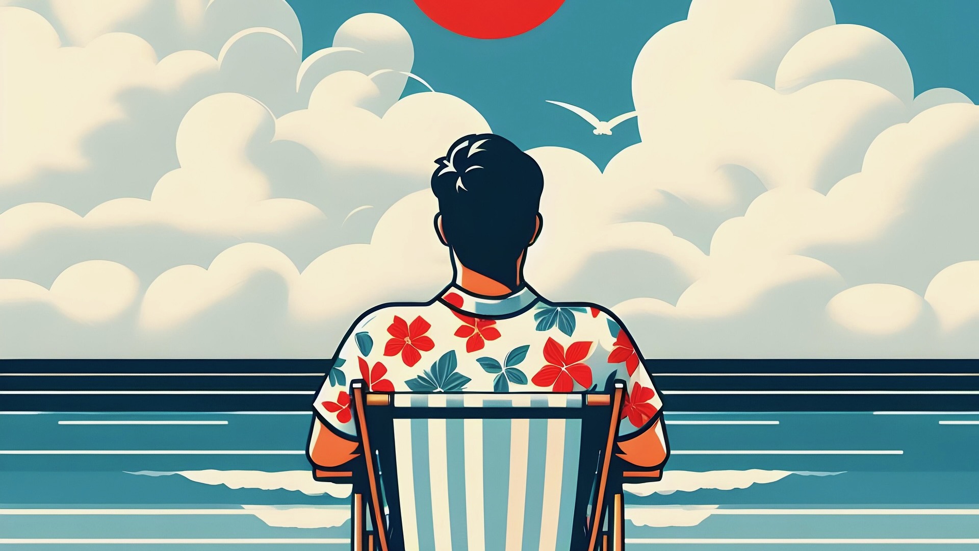 Solo traveler at a beach.