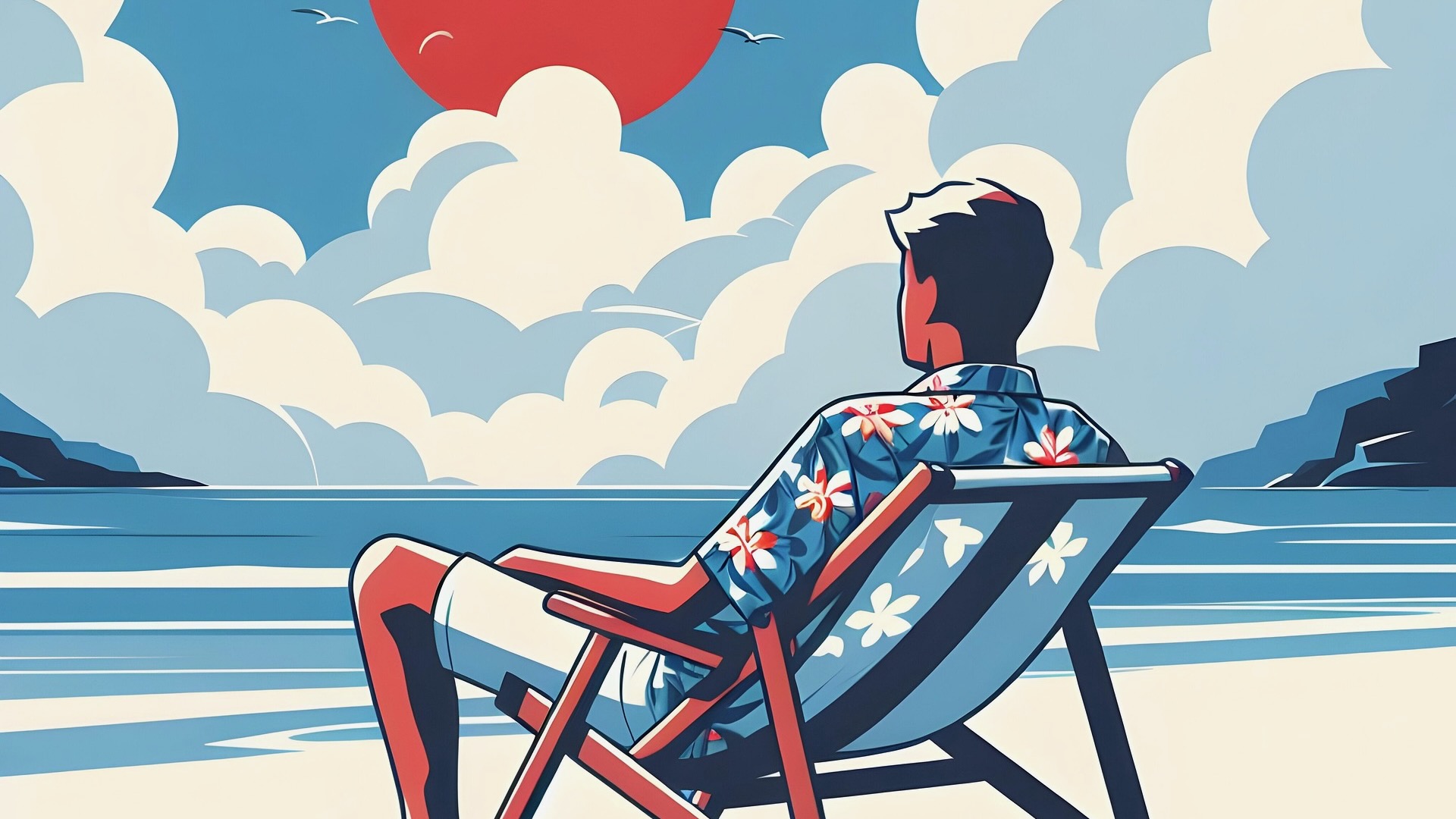 Solo traveler at a beach.