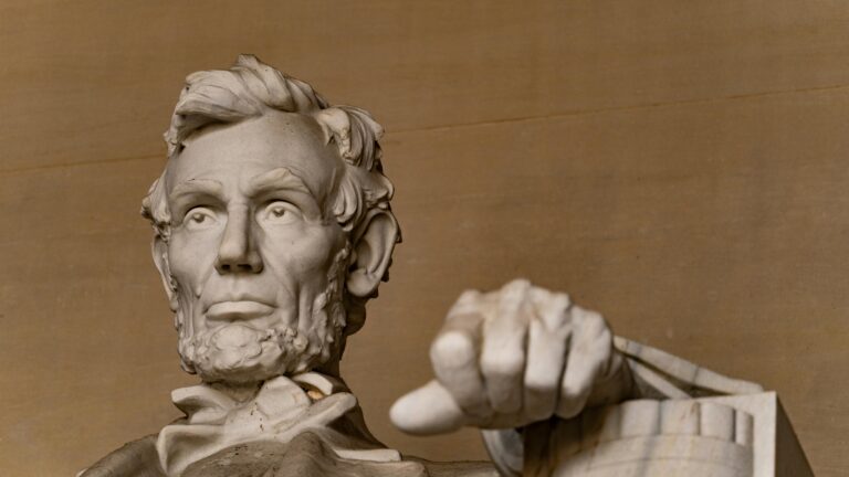Close-up of the Lincoln Memorial.