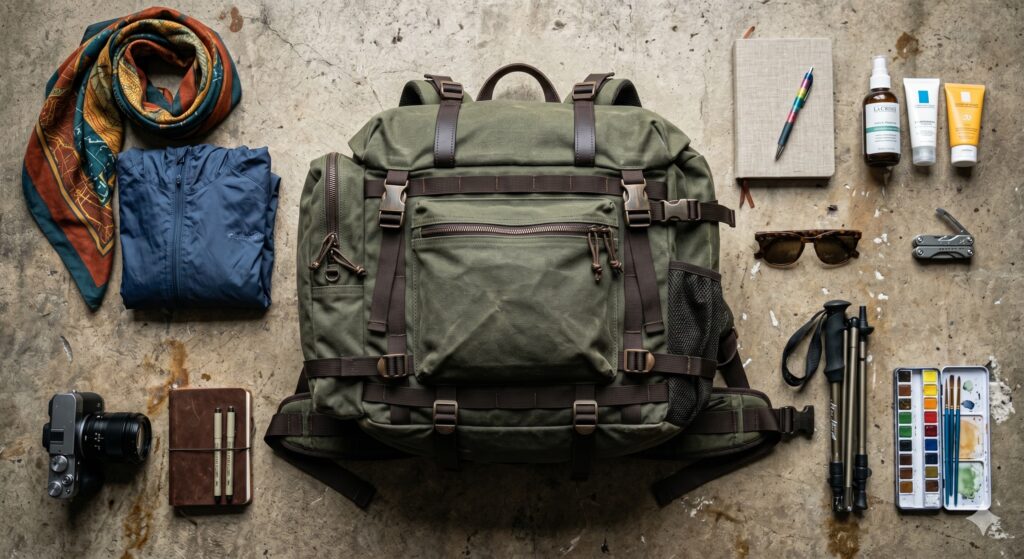 Travel bag in green.