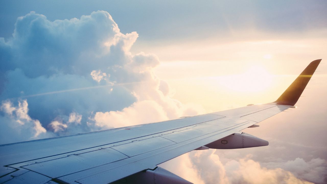 Snapshot of an airplne wing in the sky