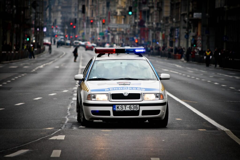 Police vehicle in Budapest, Hungary.