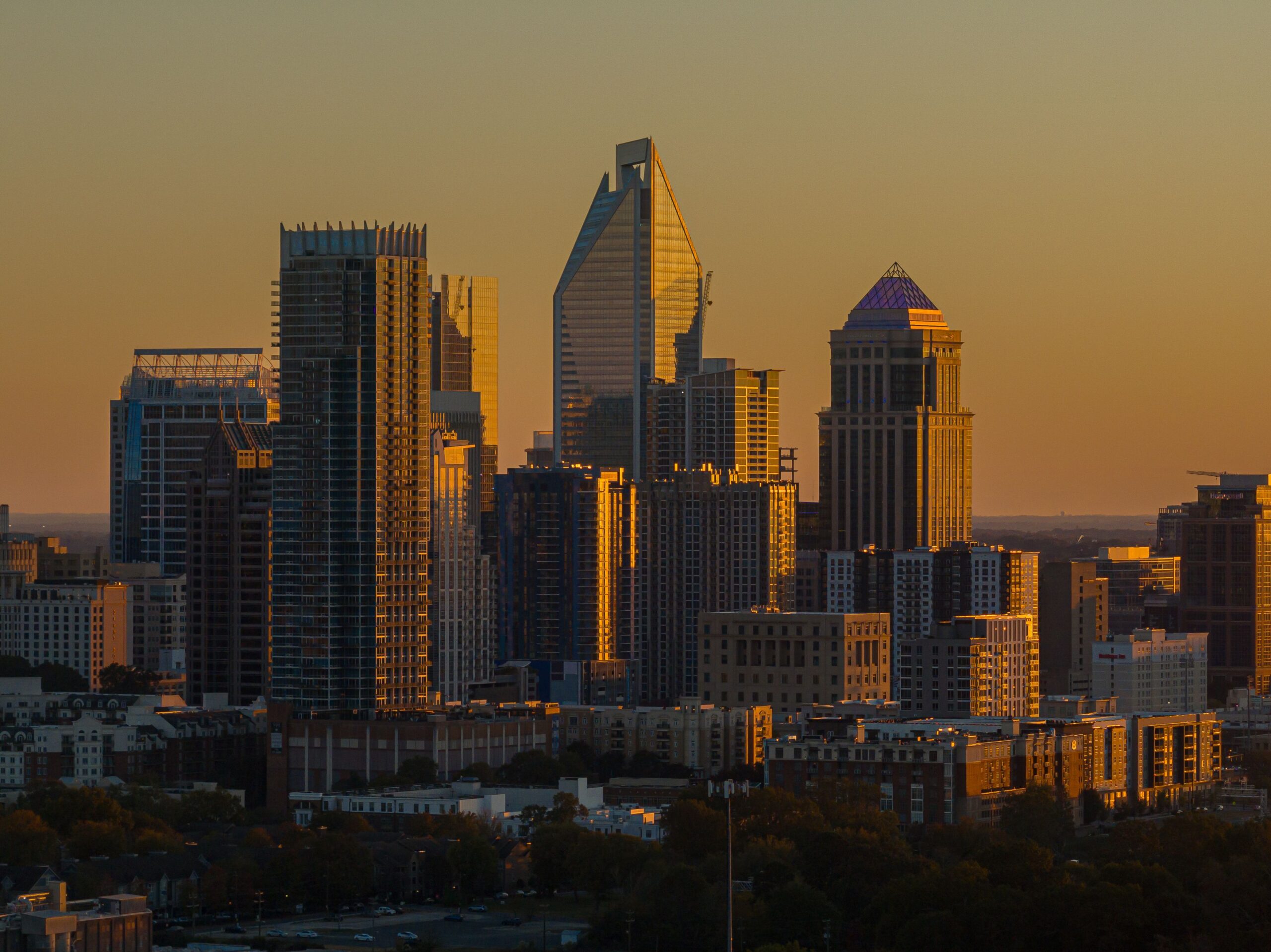 Charlotte, NC skyline and NoDa arts district