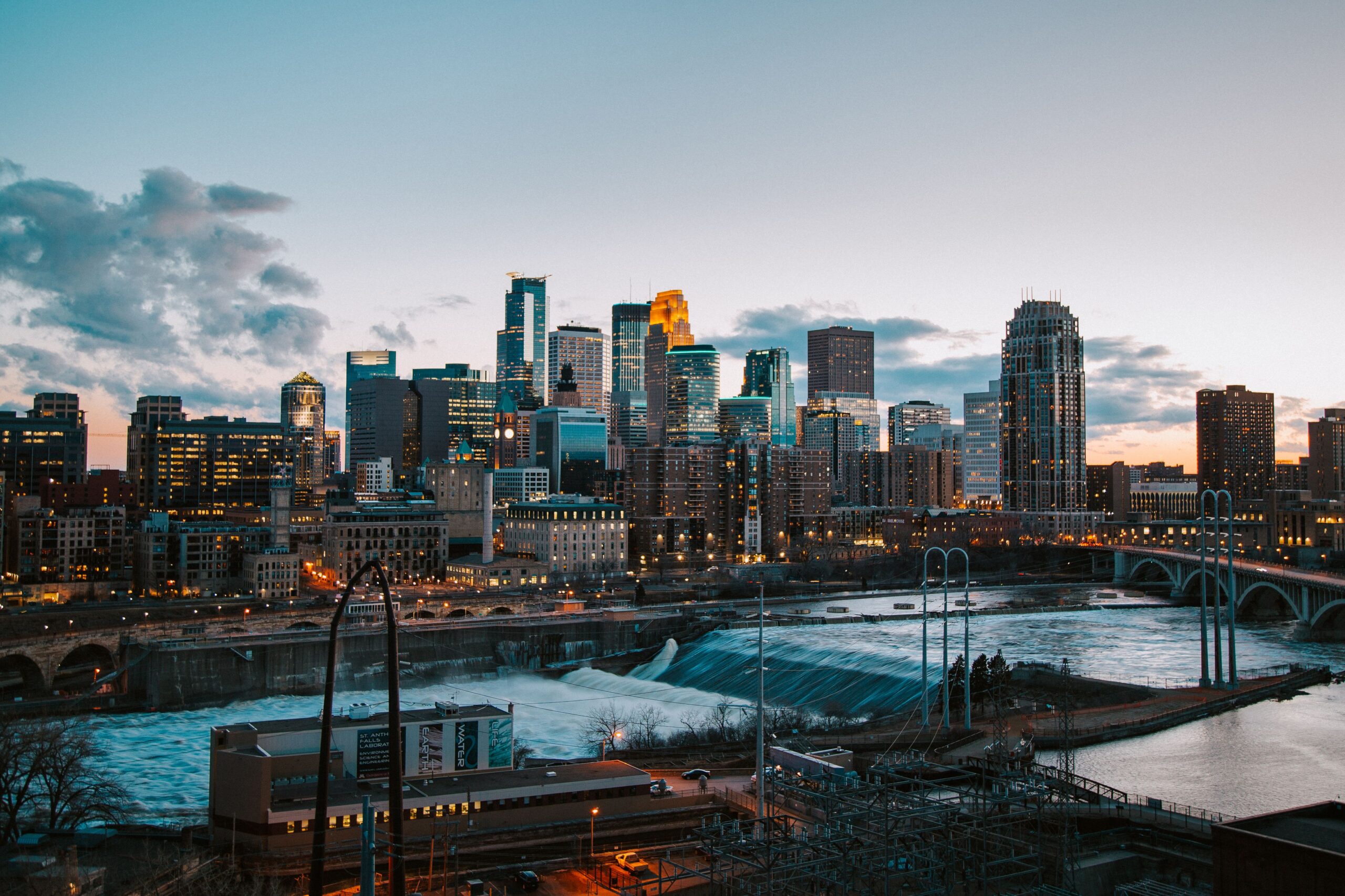 Minneapolis skyline and Chain of Lakes