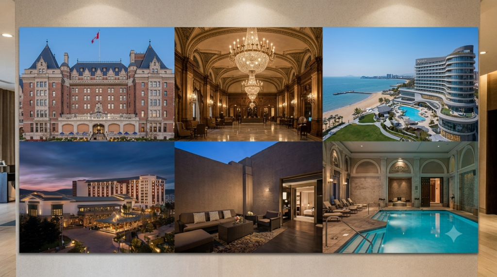 Building and Pool Collage